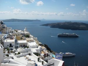 View from the top of Santorini