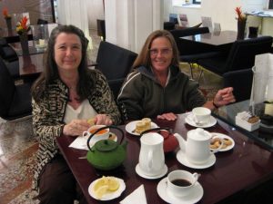 Friends Shelley and Bobbi at breakfast in Rome