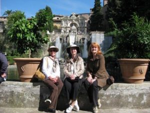 Shelley, Bobbi and me at Villa D'Este outside Rome