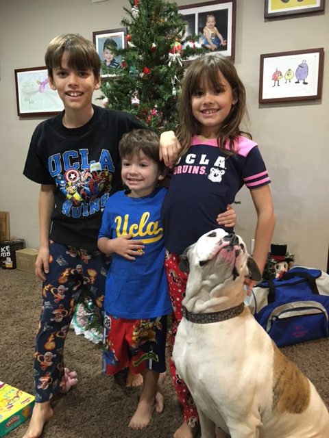 My Grand Nephews and Niece sporting their Christmas UCLA gifts!